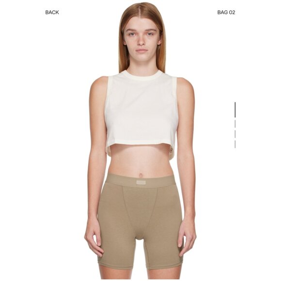 NWOT SKIMS Off-White SKIMS Boyfriend Sleep Crop Tank Top, Size: Small - Picture 1 of 7